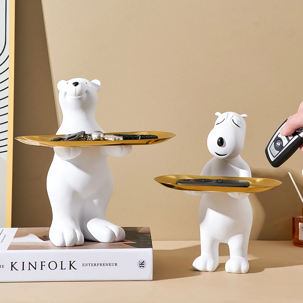 Статуя полярного медведя из каучука в скандинавском стиле поднос для фруктов