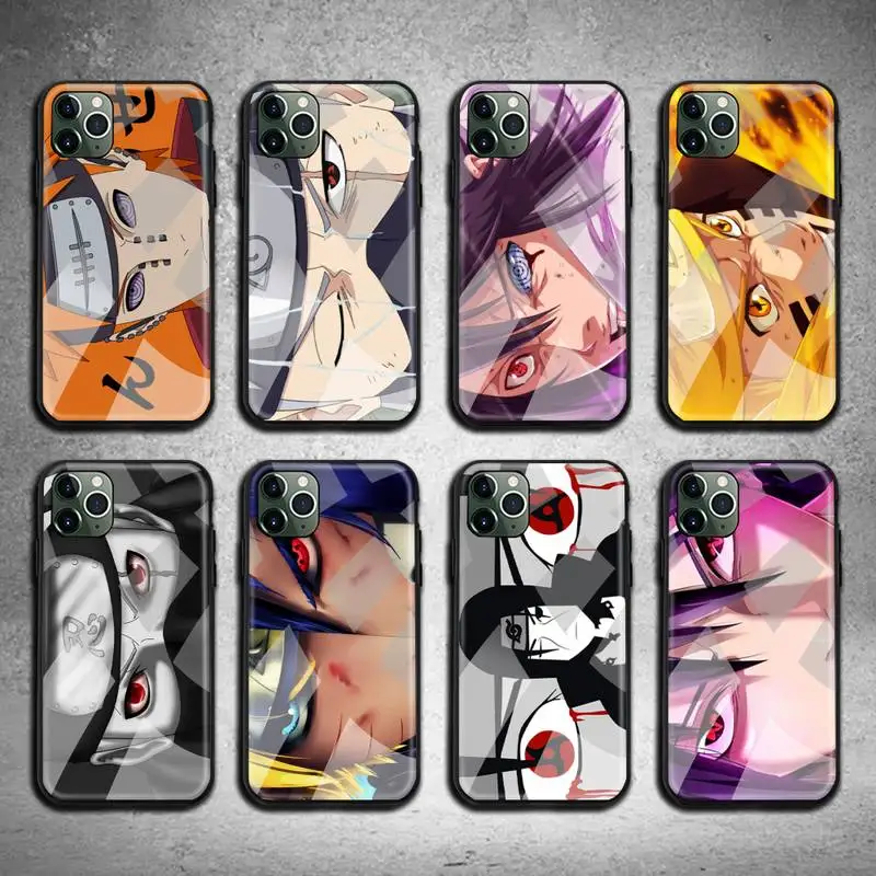 Чехол для телефона Naruto Uchiha Sasuke Itachi Akatsuki закаленное стекло iPhone 13 12 11 Pro Mini XR XS MAX 8X7 6