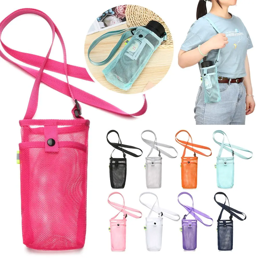 

Outdoor Sport Water Bottle Cover Mobile Phone Bag Mesh Cup Sleeve Pouch Portable Visible Bag Useful With Strap Camping Tools