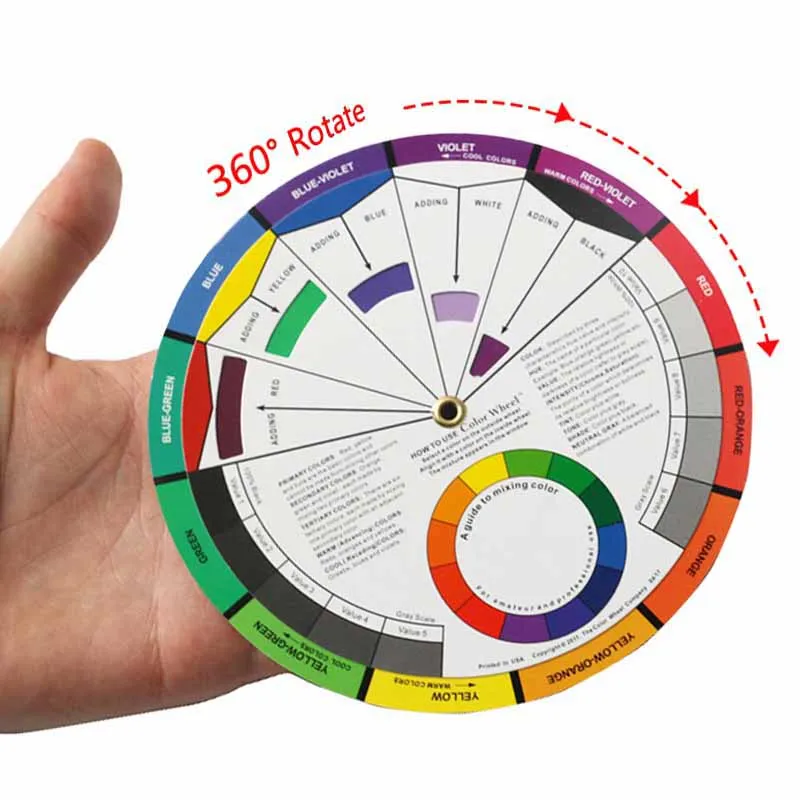 

Professional 12 Color Paper Card Three-tier Design color Mixing Wheel Guidance Round central Circle Rotates Tattoo Nail Pigment