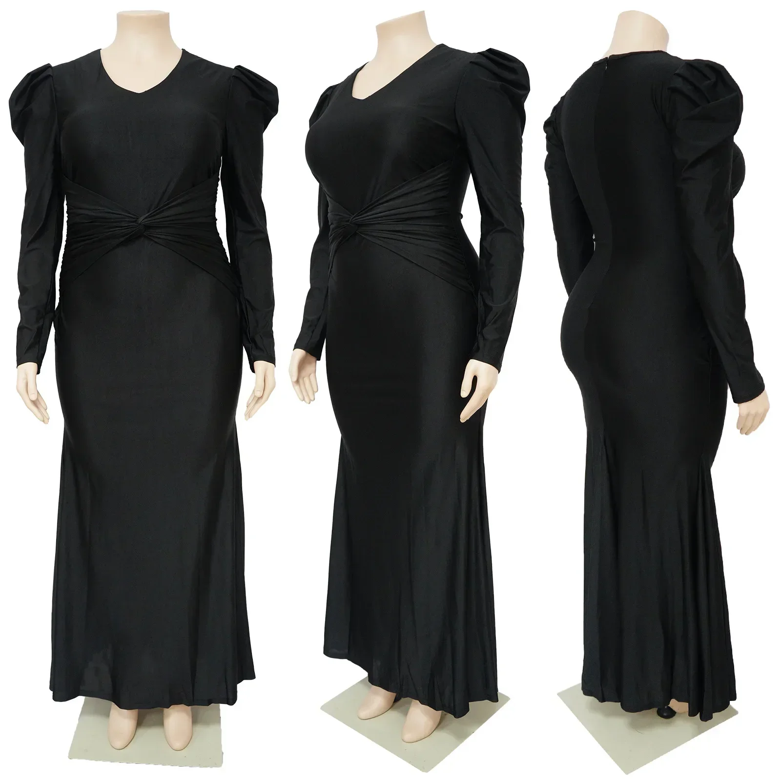 KEXU Вечеринка в ночном клубе Модное однотонное облегающее платье с v-образным