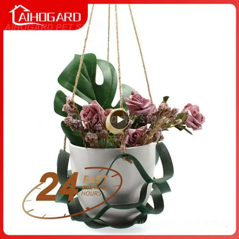 

Hanging Plant Basket PU Leather Flower Pot Hanger Planter Hanging Basket Household Balcony Plant Decor Outdoor Garden Supplies
