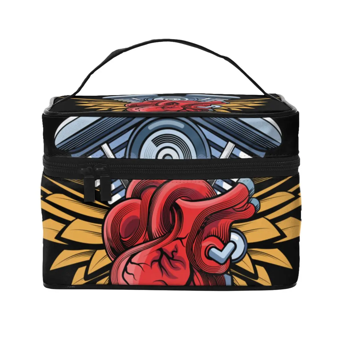 

Women's Travel Organization Beauty Cosmetic Make up Storage Lady Wash Bags Motorcycle Engine With Wings Handbag Pouch