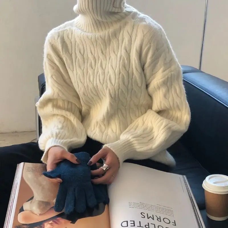 

2022 New Fashion Women Pullover Sweaters Oversize Turtelneck Knitted Top Woman
