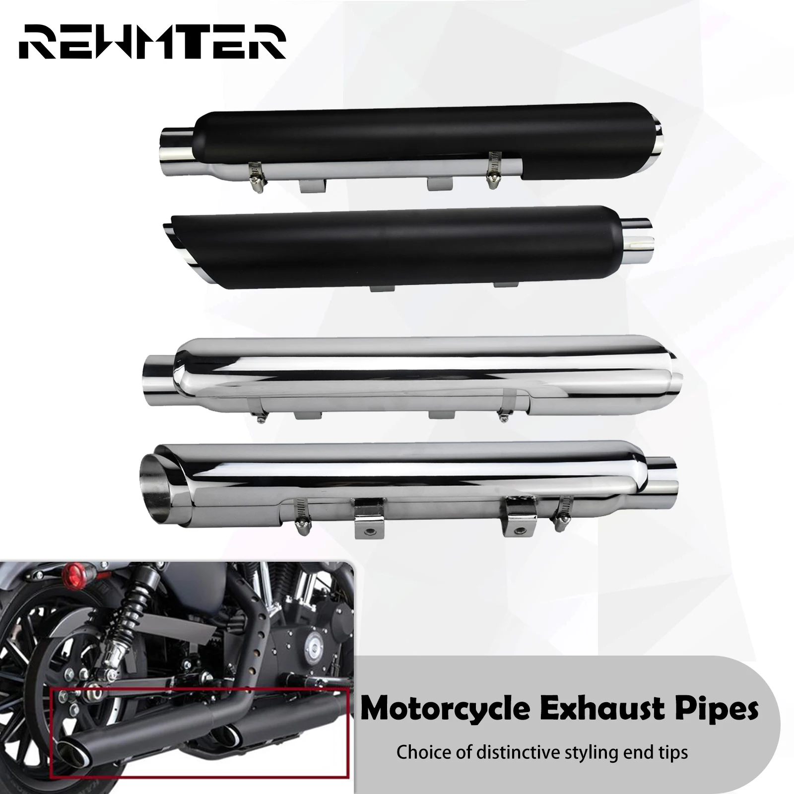 

Motorcycle Black/Chrome Exhuast Mufflers Shortshots Exhaust Pipes For Harley Sportster XL 48 72 883 1200 Iron Superlow 2014-2022