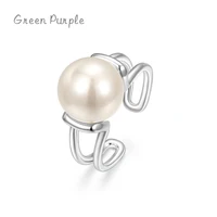 elegant natural big pearl s925 sterling silver exquisite vintage adjustable female rings for women party vacation fine jewelry
