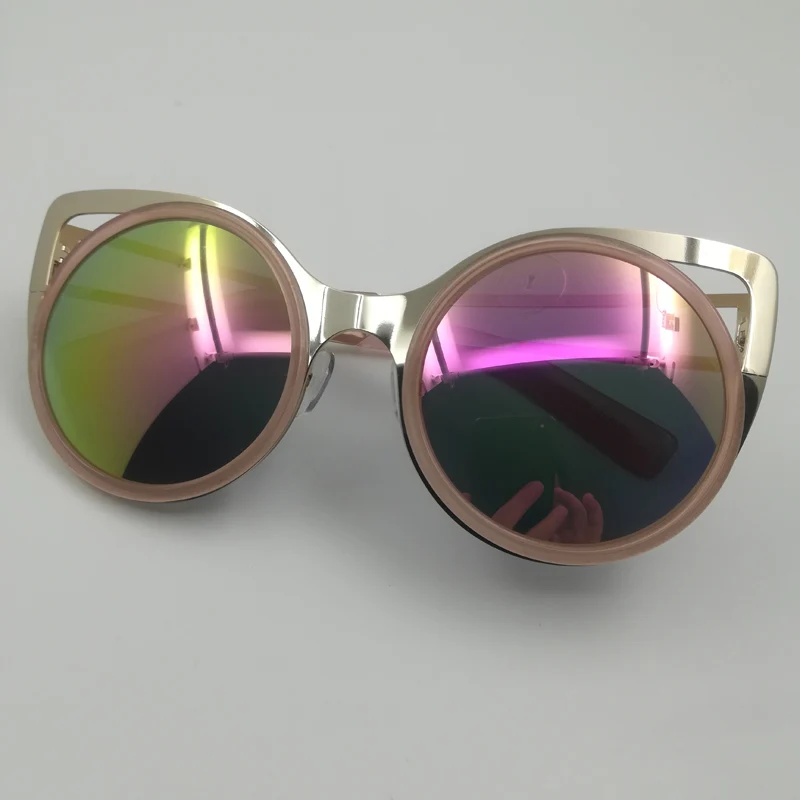Круглые женские солнцезащитные очки 2023 года, солнцезащитные очки с изменяющими линзы Golor, изысканные металлические очки с кошачьими ушками, классические модные солнцезащитные очки с разноцветным дизайном