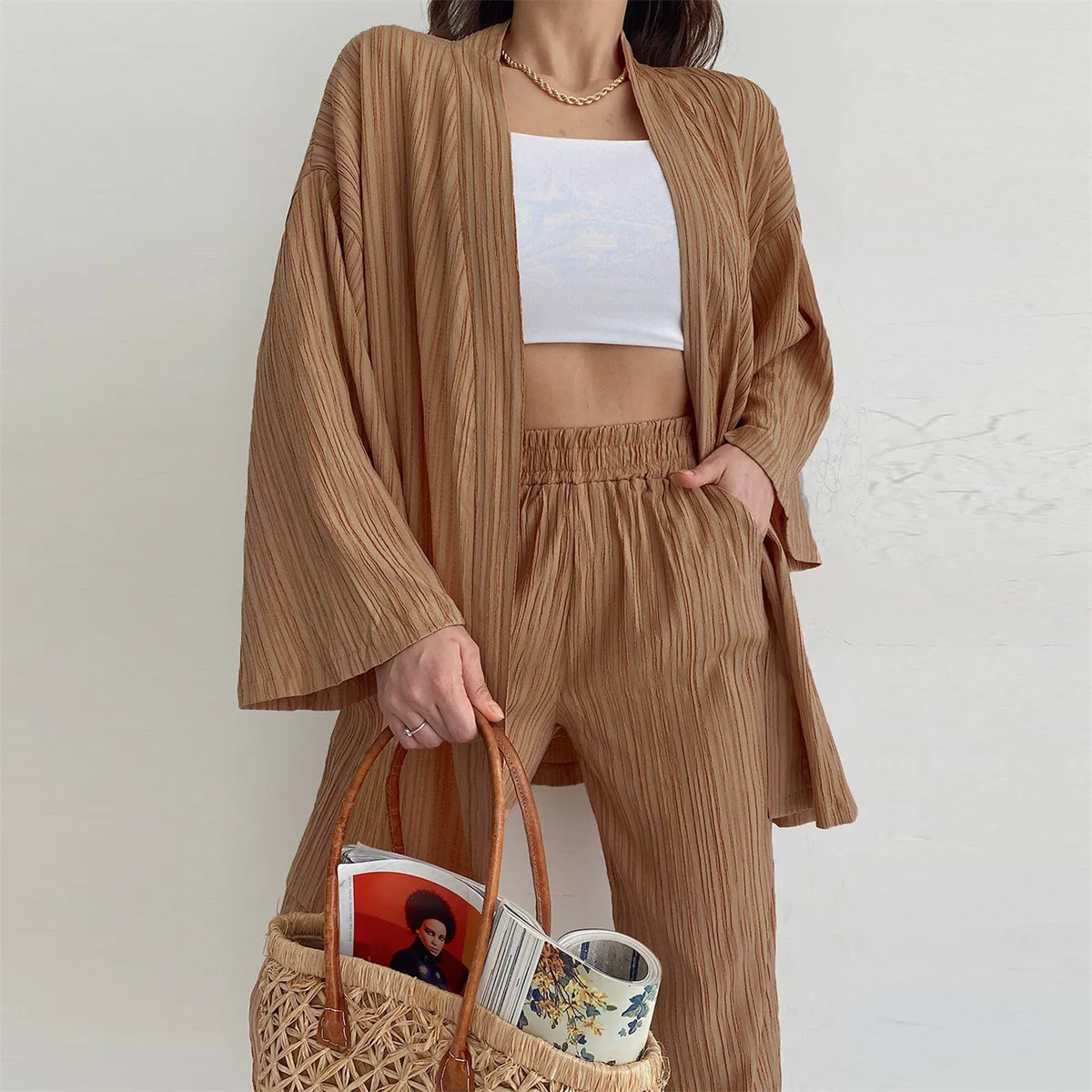 

Casual Tracksuit Women Pajama Top Pant Set Shirt And Straight Trouser 2 Piece Suit 2022 Female Homewear Streetwear Outfit