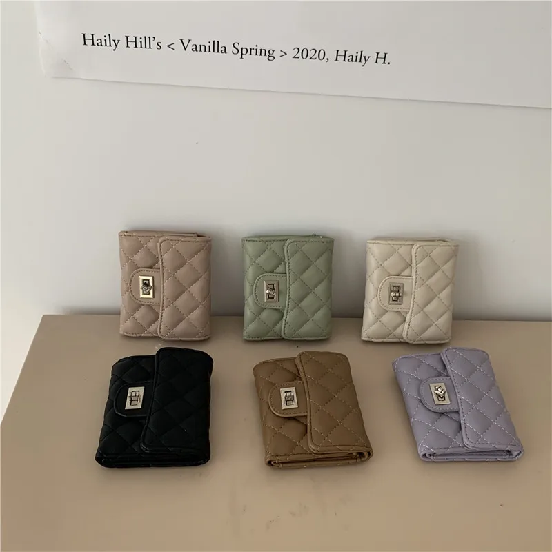 

Korean Popular Card Bag Storage Multi Functional Diamond Latch Flap Wallet Women's Simple Wallet Lightweight Women's Bag