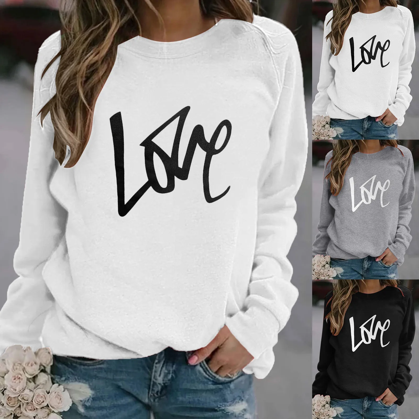 

Pullover Shirt Women Sweatshirt Long-sleeved Print Casual Pullover Blouse Women's Thick Womens Hoodies Pullover Sweatshirt Overs
