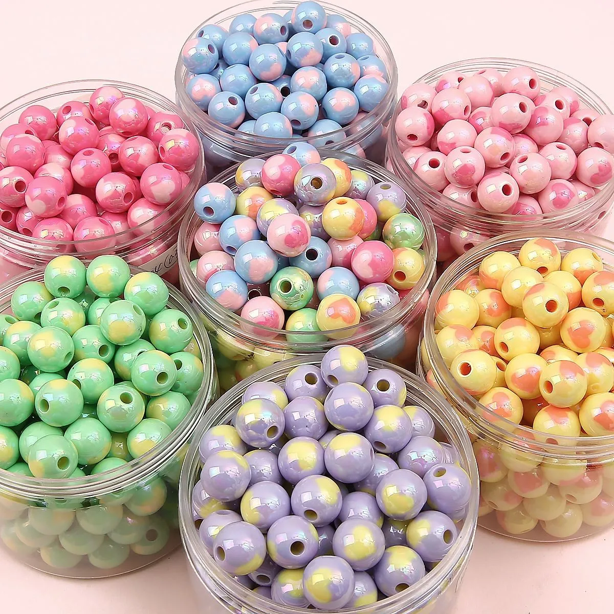 10Pcs 14/16mm Acrylic Beads Smooth Love Heart Round Beads Handmade Necklace Bracelet For Jewelry Making Supplies DIY Accessories