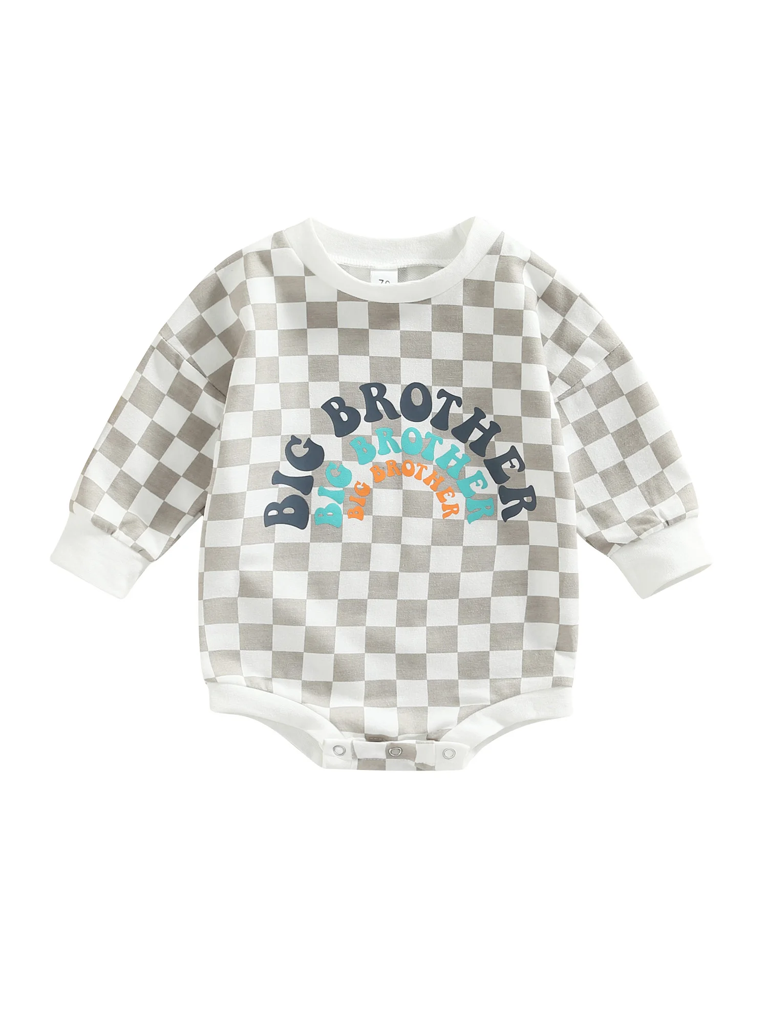 

Txlixc New Baby Boys Girls Fall Spring Romper Long Sleeve O Neck Letter Print Checkerboard Playsuit Jumpsuit