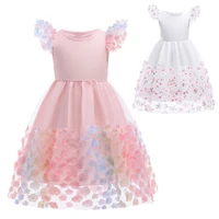 korean style baby girls dress summer thin color flower embroidered mid length children costume bridesmaid party prom mesh dress