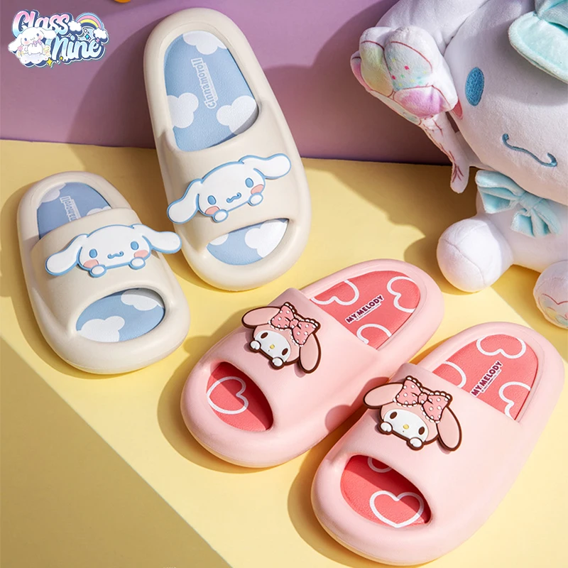 

Милые детские тапочки Sanrio Kuromi Cinnamoroll аниме милые летние уличные сандалии для ванной нескользящие детские игрушки для девочек