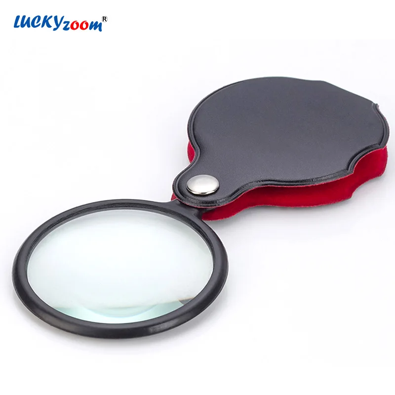 

Handheld 6X Mini Magnifier Foldable Pocket Magnifying Glasses Portable Leather Magnifier Glass Lens Reading Loupe Gift Lupe