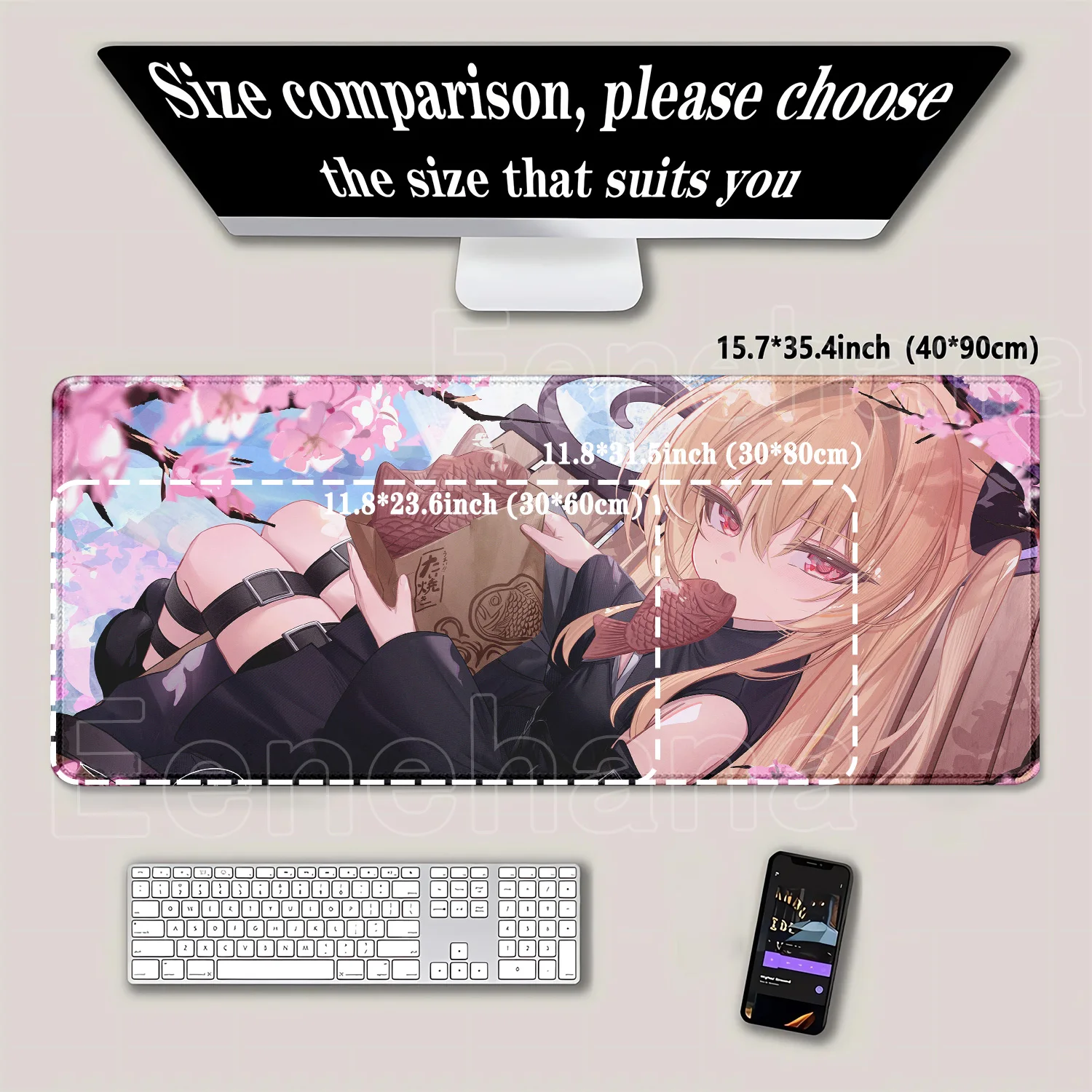 Фото Коврик для мыши с изображением аниме-девушки Konjiki no Yami ToLove Ru, 900x400 мм, большой игровой коврик для мыши, офисный коврик для клавиатуры с HD-печатью, XXL коврик для стола с оверлоком №4