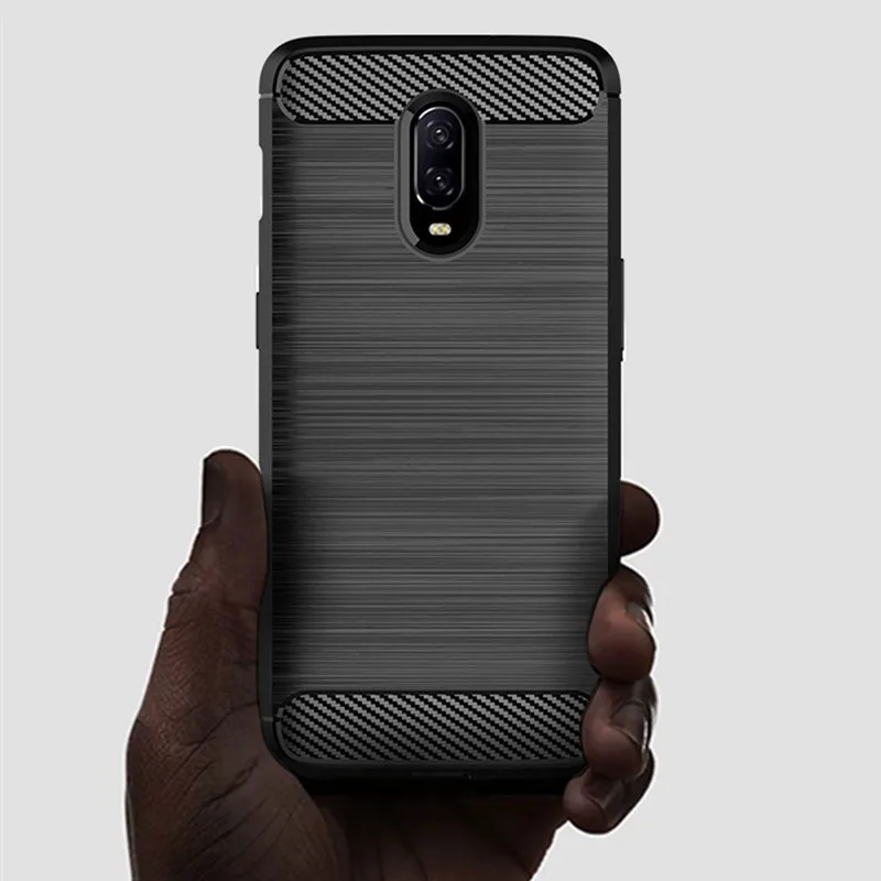 Роскошный чехол из углеродного волокна для Oneplus 6T 1 + 6t полностью Защитный Мягкий