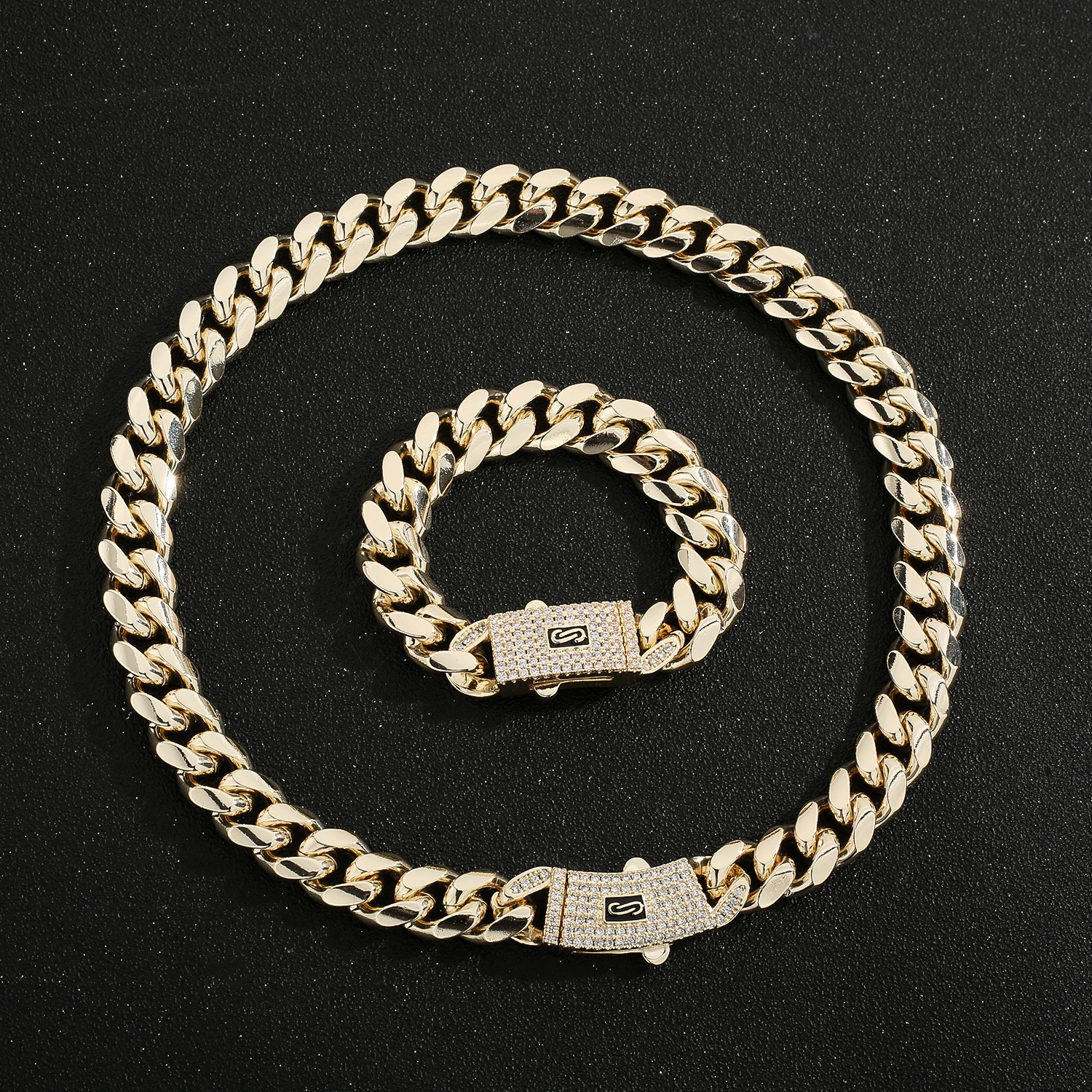 Фото 14K Monaco new chain for men and women, brass, cubic zirconia, fashionable Monaco bracelet for men and women №4
