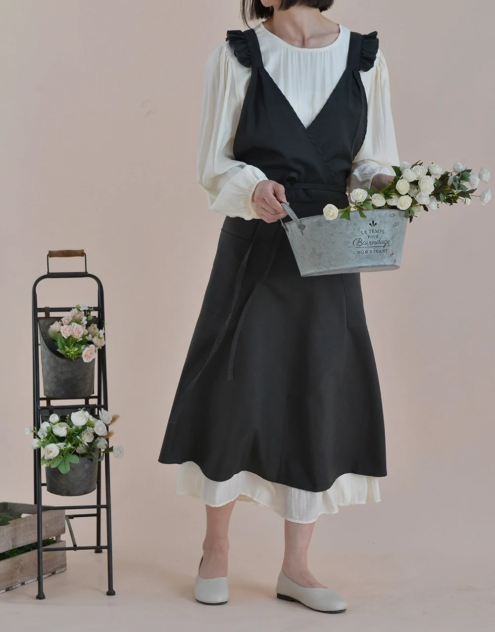 

French waterproof home Kitchen Florist Coffee Shop bookshop cotton linen apron Household bib waist apron