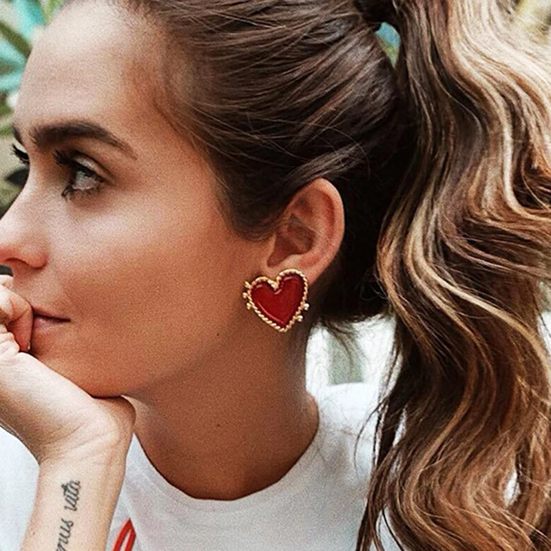 

Elegant Bling Heart Stud Earrings for Women Zircon Ear Stud Girl Pearl Drop Earring Body Party Jewelry Anniversary Gift
