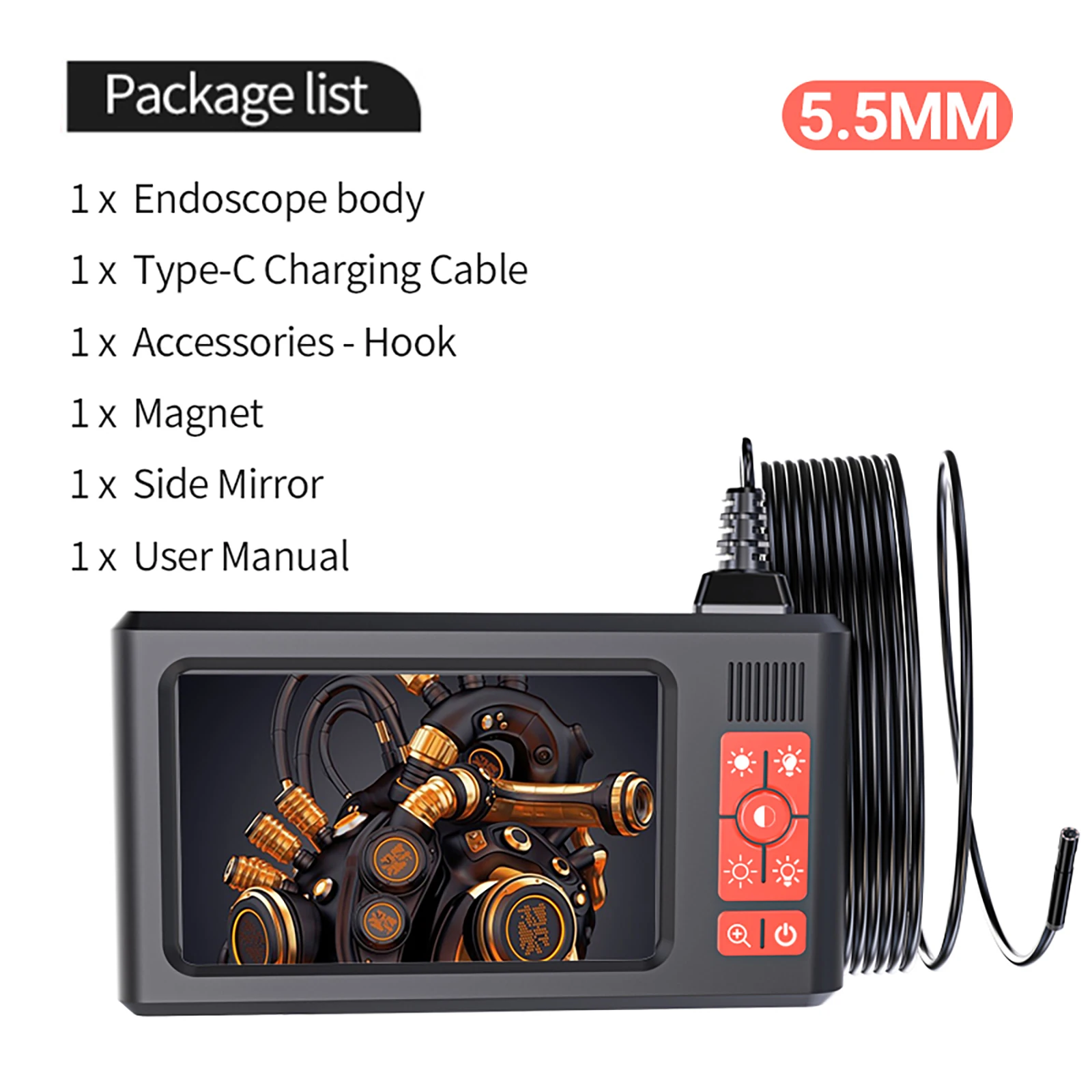 GUANMOU Эндоскопическая камера 4,3 дюйма 1080P