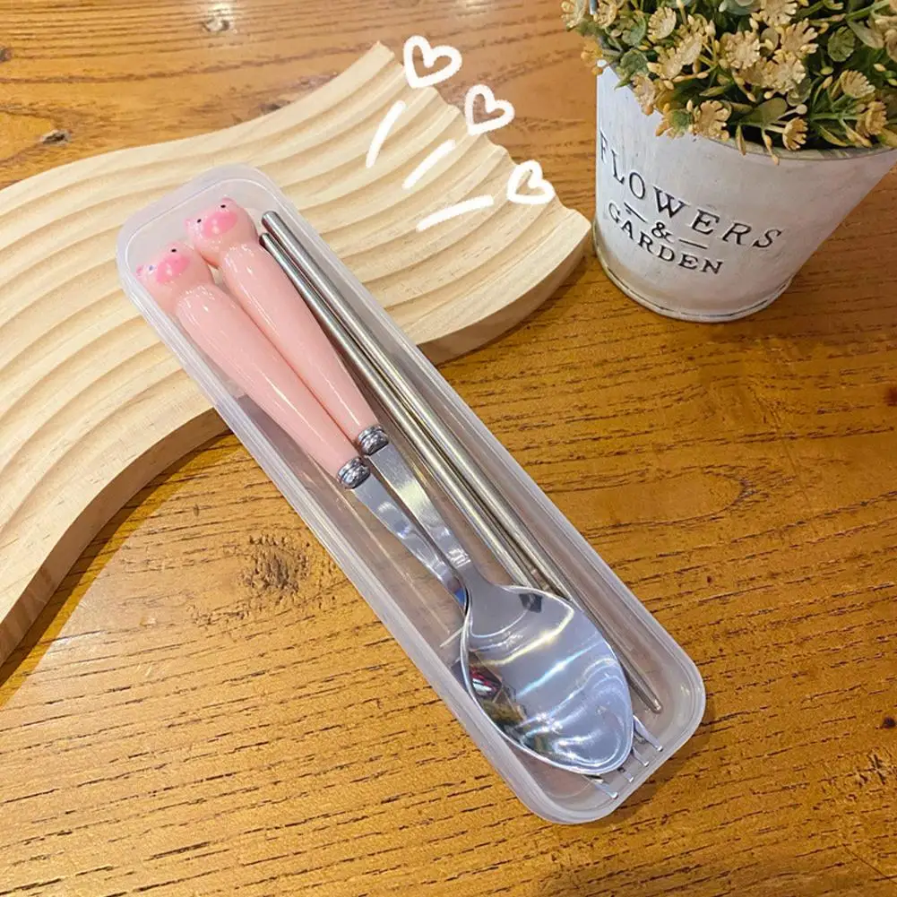 

Cutlery Cartoon Rabbit Spoon Fork Chopsticks Sets Portable Stainless Travel Dinnerware Tableware Kitchen Lunch Supplies Ste F3C9