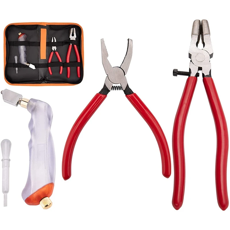 

3Pcs Glass Running Pliers and Breaker,Stained Glass Cutting Tool Kit for Key Fob Hardware Install and Stained Glass Work
