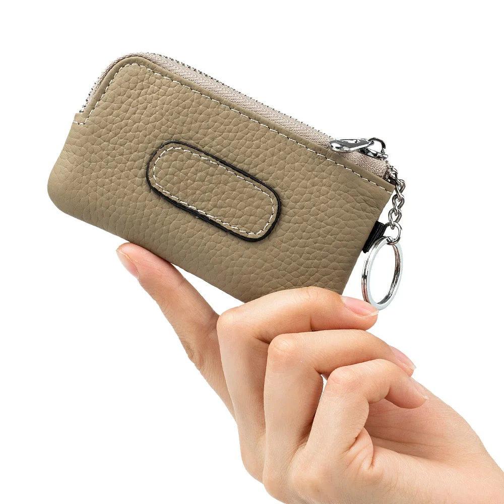 Key Bag Mini Coin Purse Women's Compact Multi-functional Key Bag New First Layer Cowhid Small Niche Simple Hand Pocket Purse
