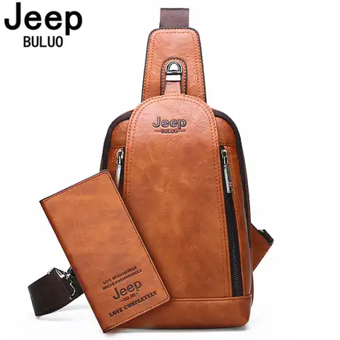 Мужская нагрудная сумка JEEP BULUO, оранжевая однолямочная сумка из спилковой кожи, Повседневная Слинг-сумка для iPad, все сезоны, 2019
