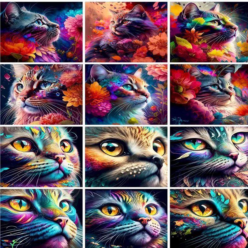 

GATYZTORY Paint By Numbers Animal Cat For Adults Kids Handpainted Oil Painting Canvas Drawing By Number DIY Gift Home Wall Deco