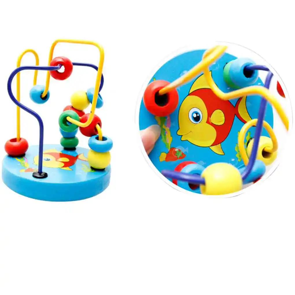 

Baby Toddler Colorful Wooden Around Beads Wire Maze Education Developing Interactive Kids Baby Toys