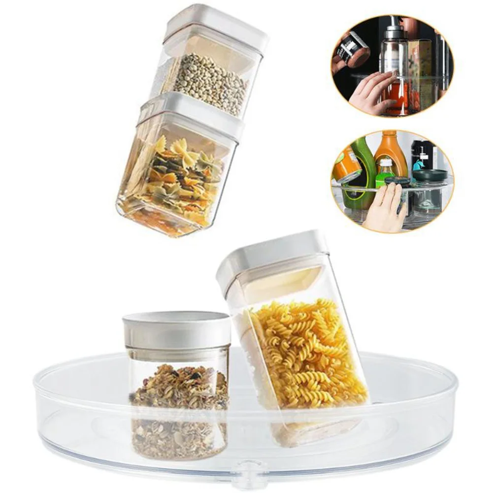 

360 Degree Rotating Cabinet Organizer Multifunctional Plastic Round Storage Rack Kitchen Spice Rack Bathroom Cosmetic Turntable