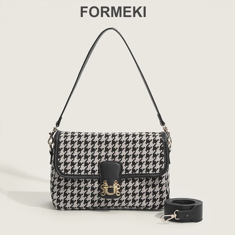

Новая модная женская сумка Formeki, роскошная дизайнерская сумка с рисунком «гусиная лапка», повседневная сумка через плечо