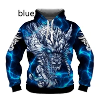 blue tattoo dragon 3d printed men hoodies animal fashion sweatshirt unisex streetwear pullover casual shirt