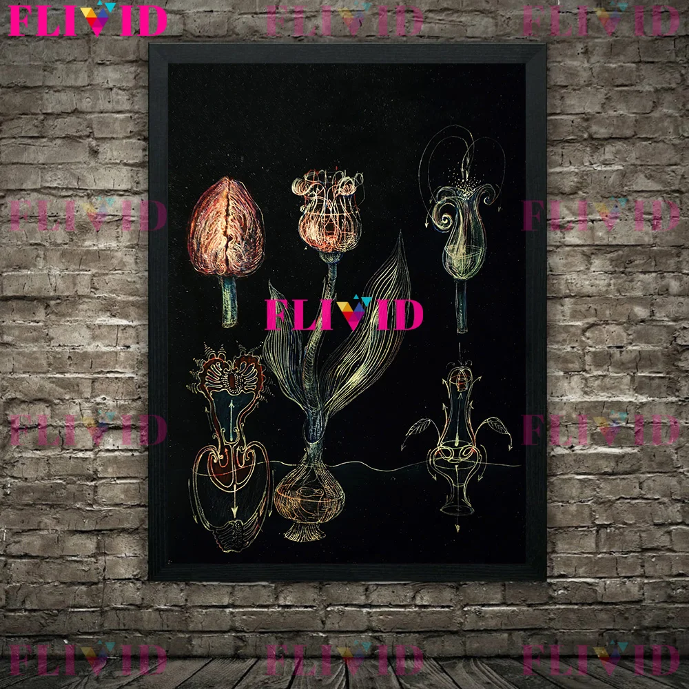 Таинственное темное цветочное растение настенная живопись на холсте пчелиный