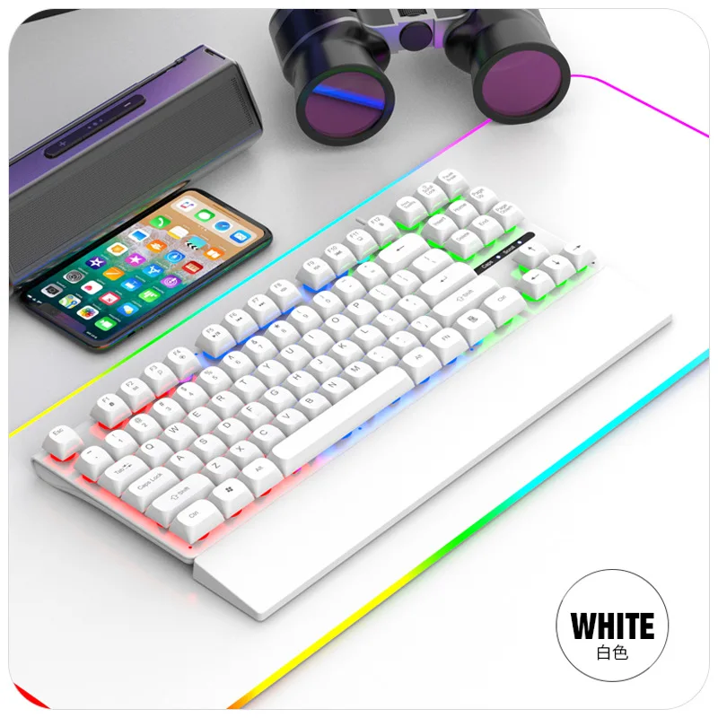 Проводная игровая клавиатура K710 87 клавиш съемная светодиодная радужная