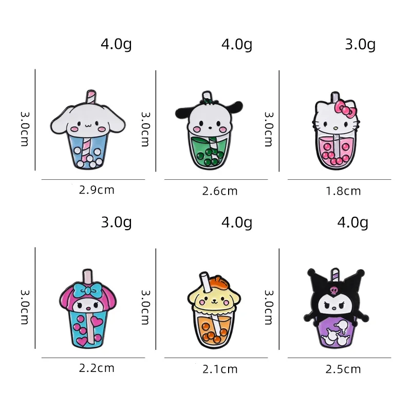 6 шт. набор булавок в стиле аниме Пить животных эмалированные броши с