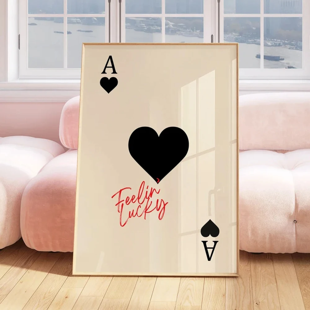 Современные модные игральные карты Ace of Hearts настенные художественные печатные