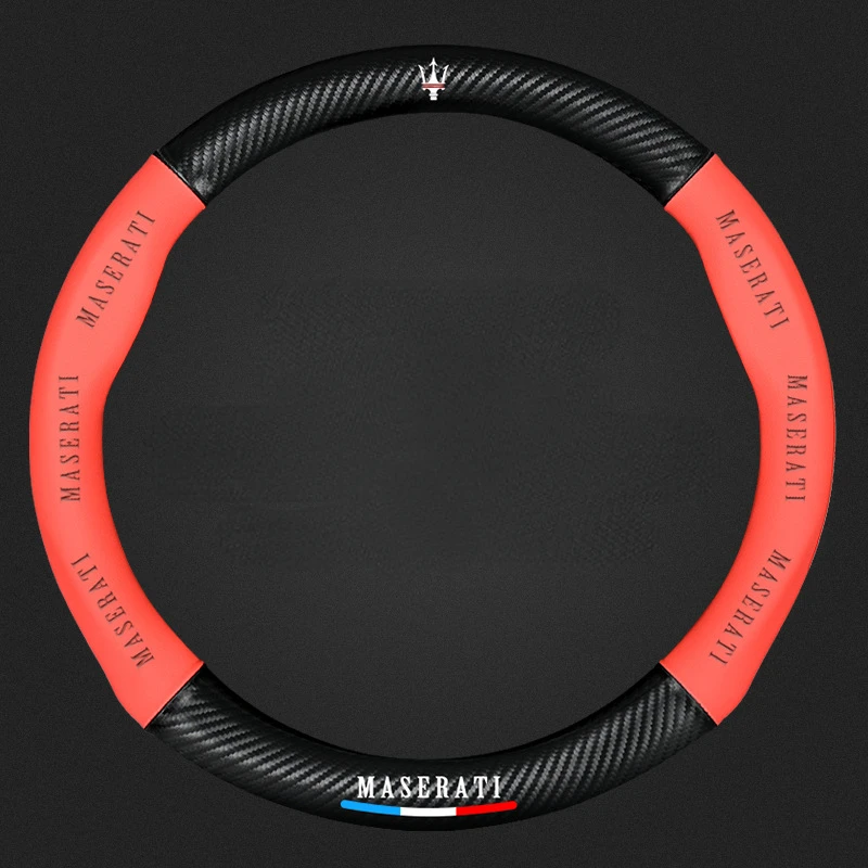 

3D Embossing Carbon Fiber Leather Car Steering Wheel Cover For Maserati Ghibli Reloj Levante Granturismo Quattroporte Ropa Coche