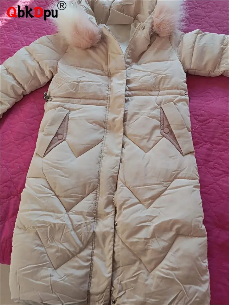 

Winter Warm Slim Mid Length Parkas Elegant Casual Overcoat Cold New Outerwears Korean Faux Fur Collar Hooded Women's Padded Coat