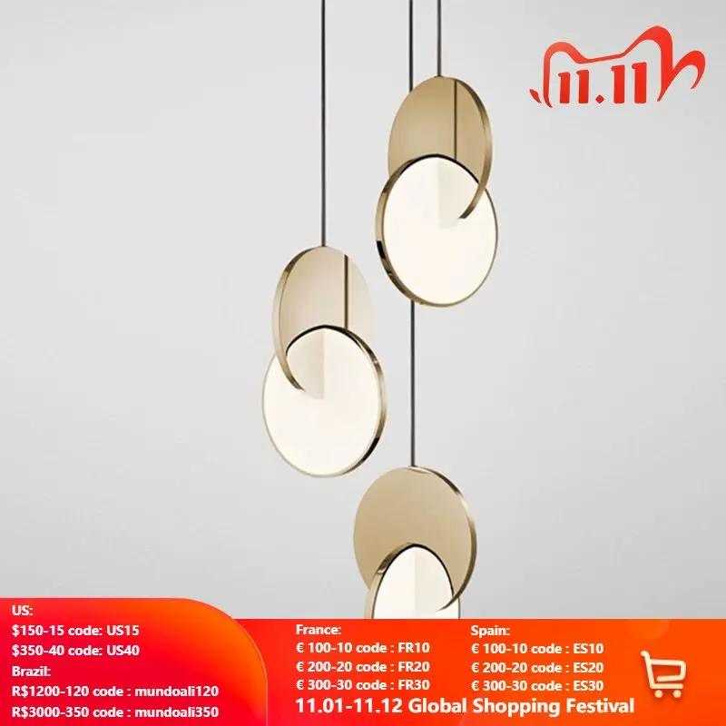 

Modern New Ring Led Pendant Lights Geometric Circle Iron Small Hanging Lamp Dining Room Bedroom Home Decorative Indoor Lighting