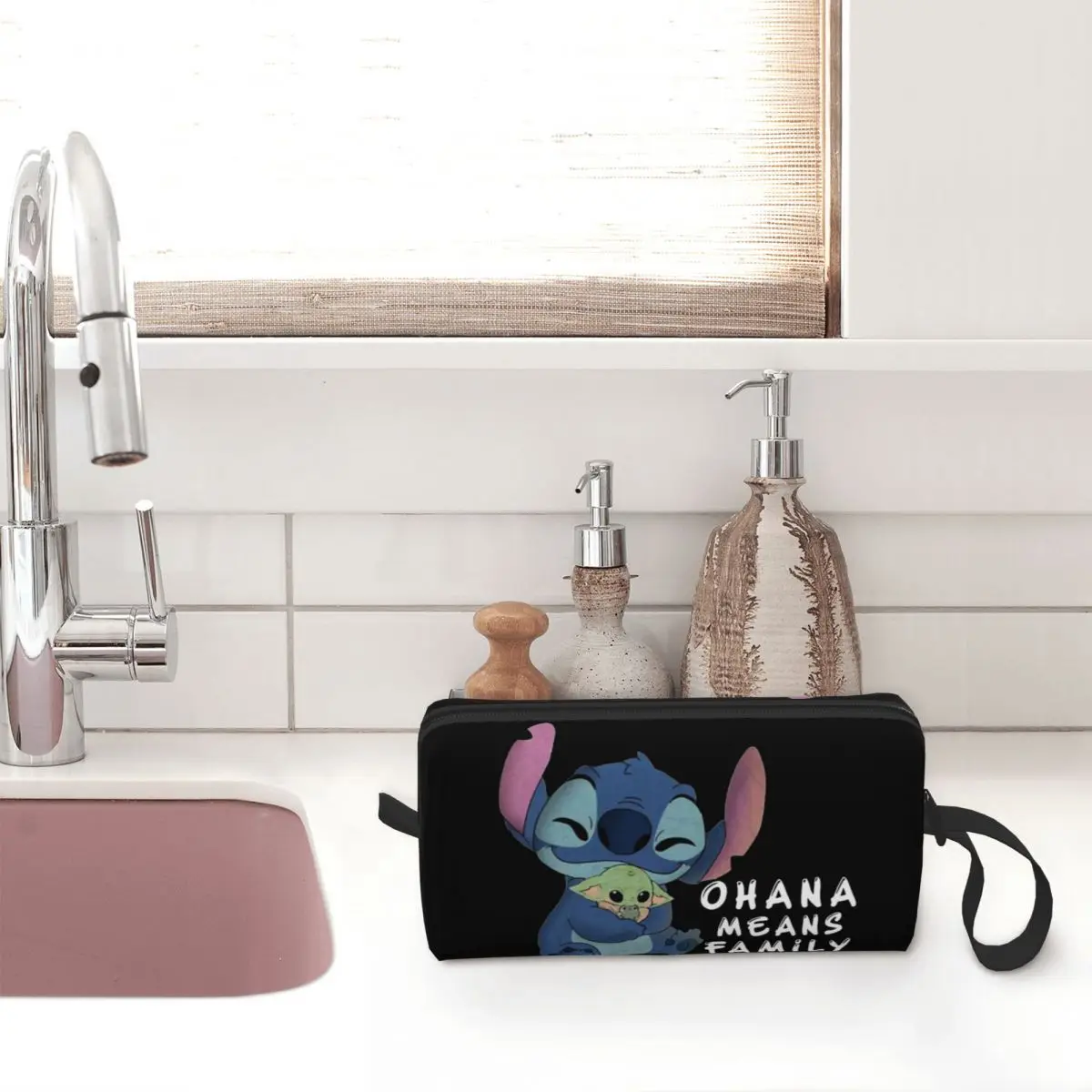Стич Ohana значит семья большая косметичка водонепроницаемая сумка дорожные