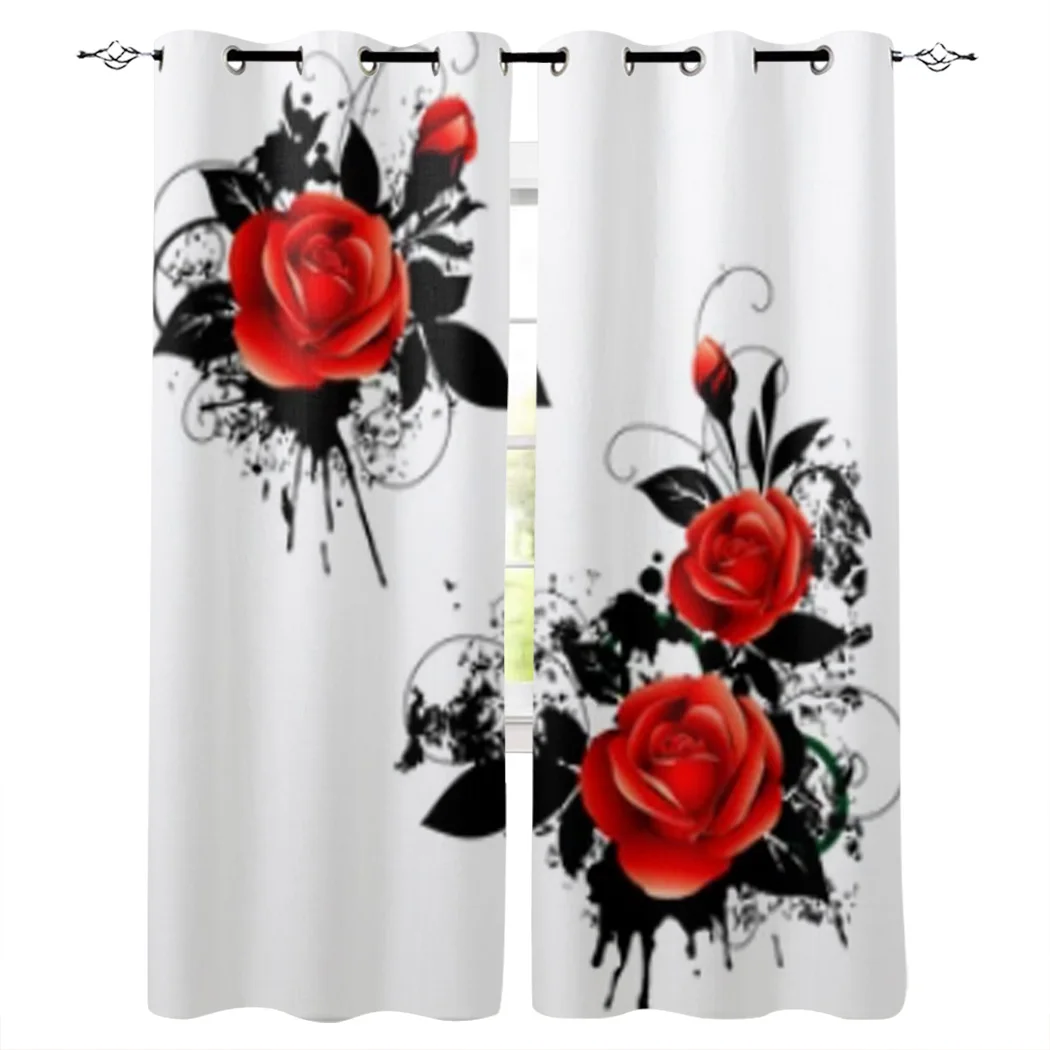 

Rose Black Red Curtains For Living Room Bedroom Elegant Curtains For Kitchen The Room Window Treatments Drapes