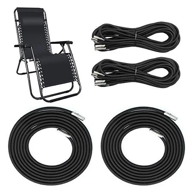 Cord 4pcs Elastic Black Cords For Chairs Fix Reclining Patio Chairs Replacements Nylon Ropes For Sun Loungers