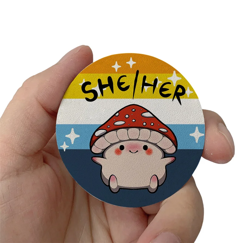 

Mushroom pronoun AroAce Pride she her Patches Clothes Hats Jackets Patch Stickers Iron On Patches Leather Decoration Stickers
