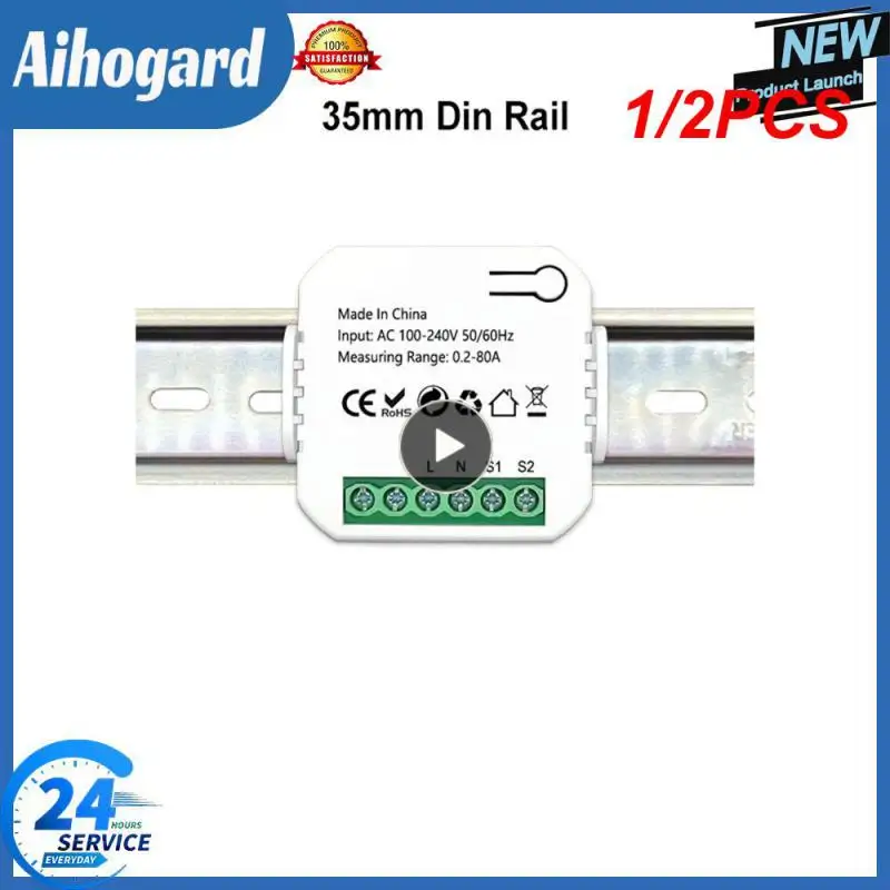 

1/2 шт. цифровой измеритель энергии Tuya Smart Life с Wi-Fi, 80 а, с датчиком трансформатора тока и зажимом, монитор энергопотребления 110 В, 240 В