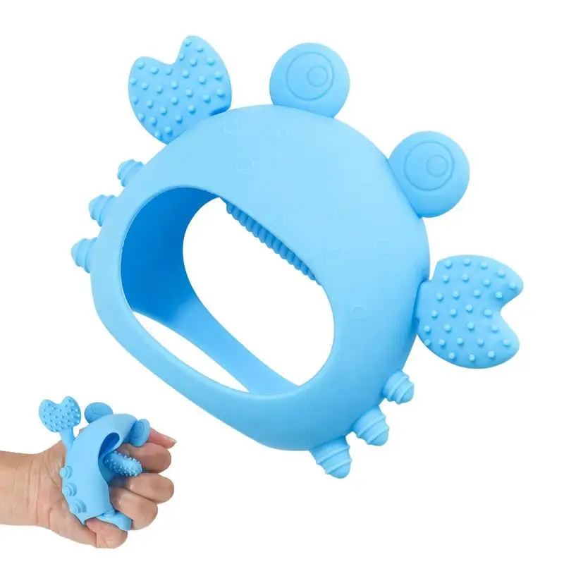 

Toddler Teething Toy Cute Soft Silicone Crab Teething Toys Food-Grade Silicone Teething Mitten Multifunctional Anti Dropping