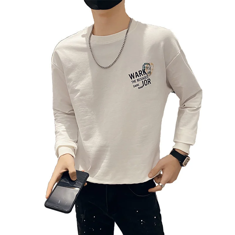 Джемпер мужской с круглым вырезом Приталенный топ пуловер Молодежная модная