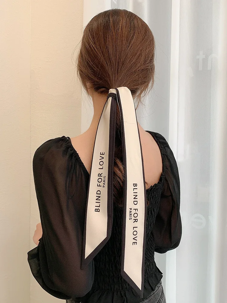 Шелковый шарф повязка для волос тонкая французская на голову лента Элегантный