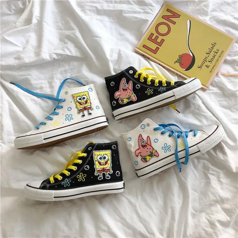 

Spongebob Squarepants Patrick Star High-Top Shoes Fashion Comfortable Cartoon Kawaii Anime Student Canvas Shoes Birthday Gift